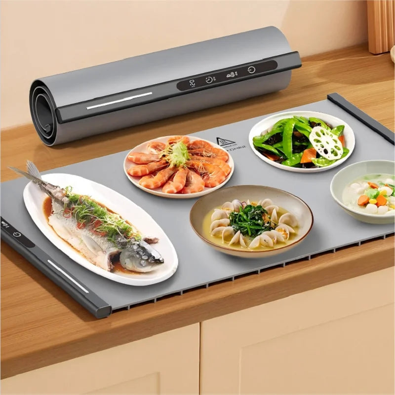 Electric Warming Tray Foldable Food Warmer Mat with 3 Tem Setting Fast