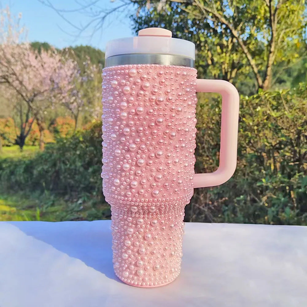 40oz Tumbler with Handle and Straw Stainless
