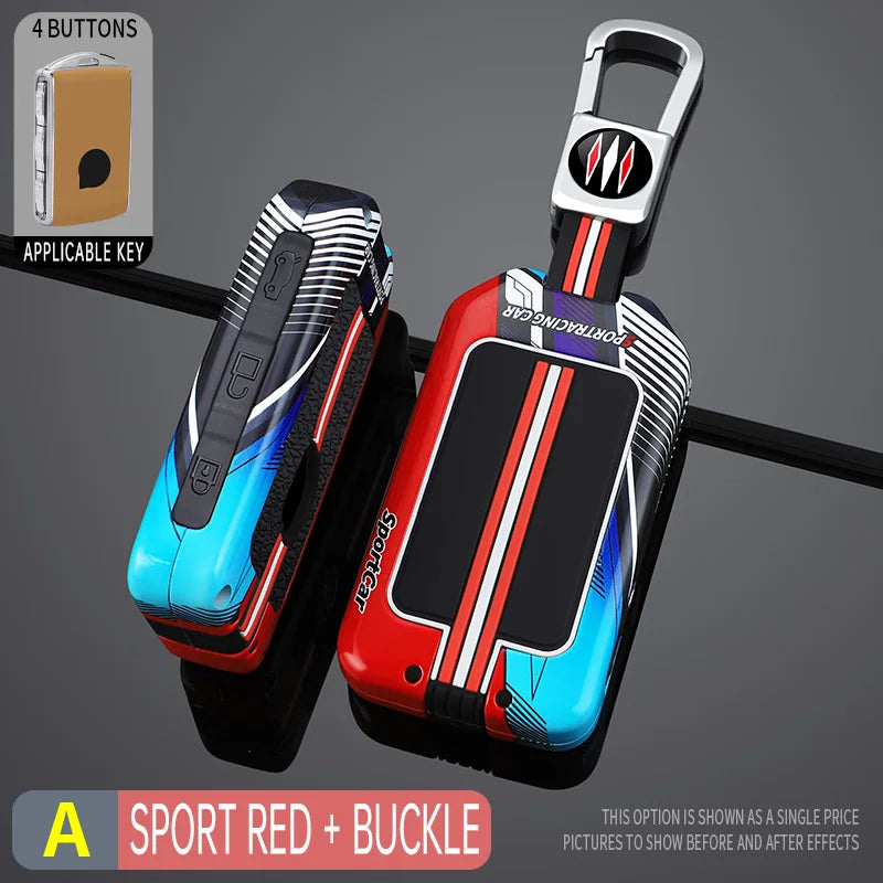 4 Buttons Racing Style Metal Car Key Case Fob Cover for Volvo
