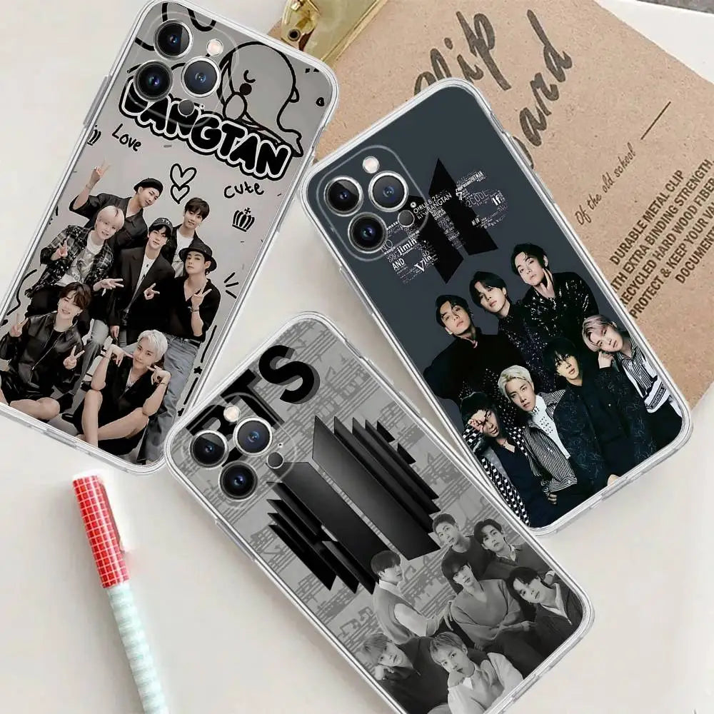 KPOP B-BTS For IPhone  Pro Max Plus Air Transparent Clear Shockproof Case