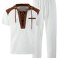 Men's plaid short-sleeved hooded color-block patchwork pullover and belt casual pants set