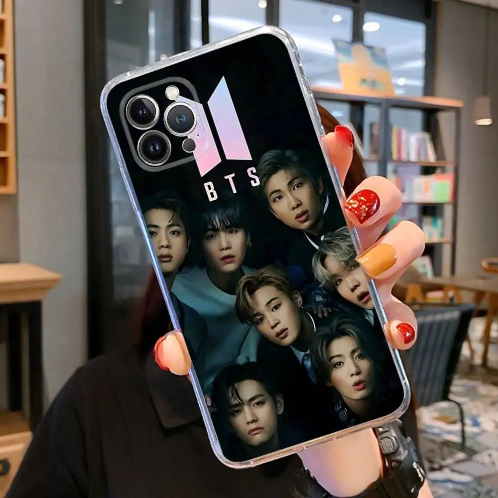KPOP B-BTS For IPhone  Pro Max Plus Air Transparent Clear Shockproof Case