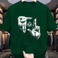 Summer men's 100% pure cotton casual loose plus size gesture eye Pattern