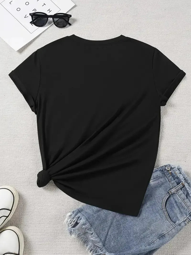Tshirt Double-sided Short Sleeve Crew Neck Casual Top for SummerSpring