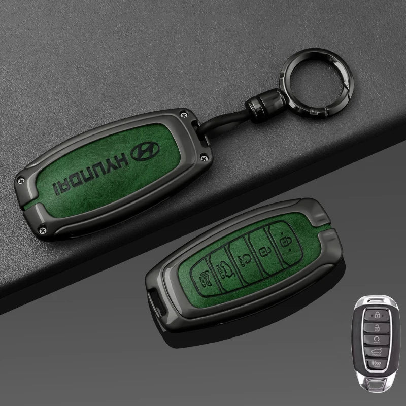 New Leather Car Smart Remote Key Case For Hyundai Performance Elantra GT Kona Santa Fe Veloster Auto Styling Protect Cover Shell