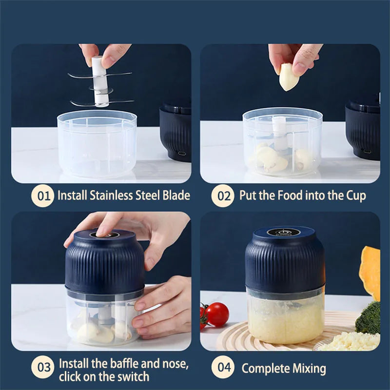 250ml Mini Wireless USB Rechargeable Electric Vegetable Chopper