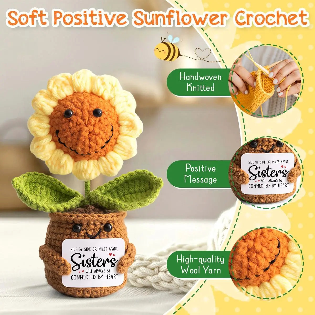 Handmade Mini Doll Funny Wool Gift for Friends or Lover Emotional Support Plant