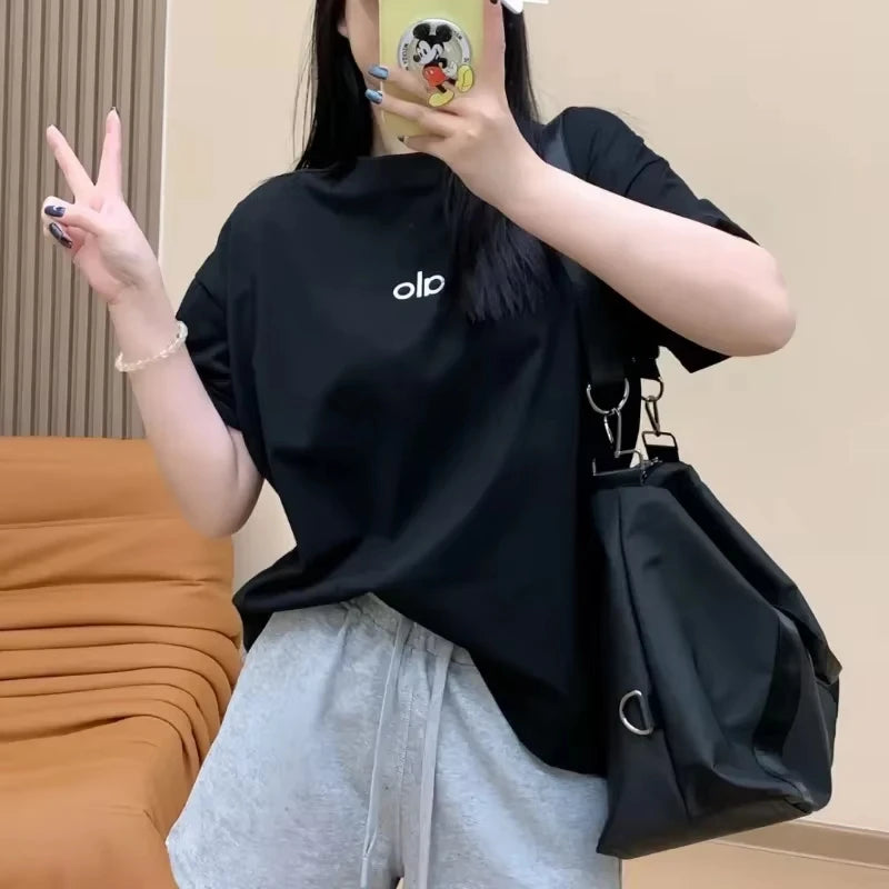 Alo Short-sleeved Women T-shirt Trendy Temperament Casual