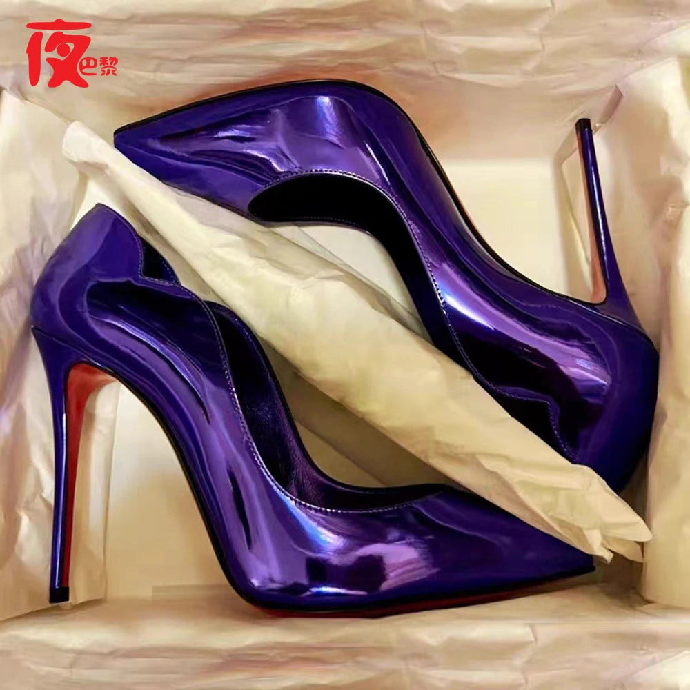 Curved edge shallow mouth gradient high heels