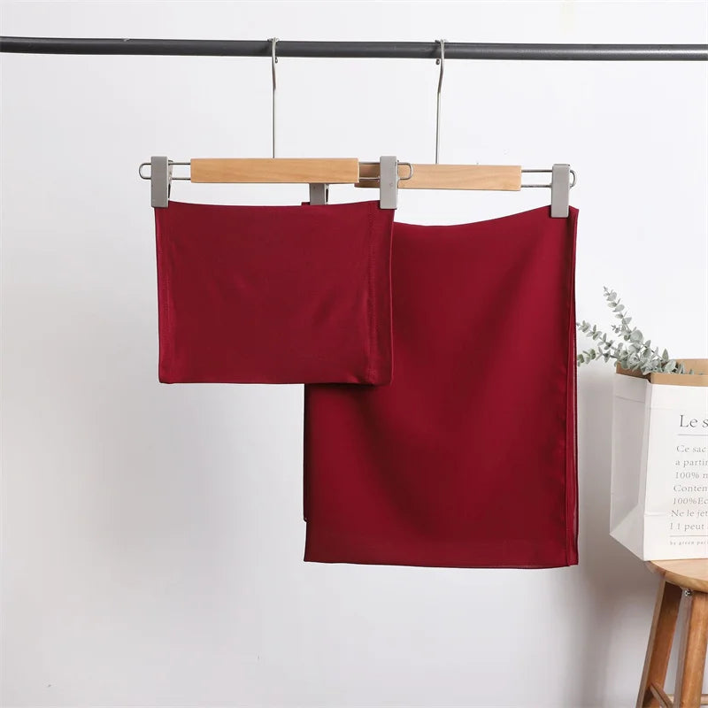 2pc/set Instant Chiffon Hijab With Modal Undercap Basic Stretchy Pullover Headscarf