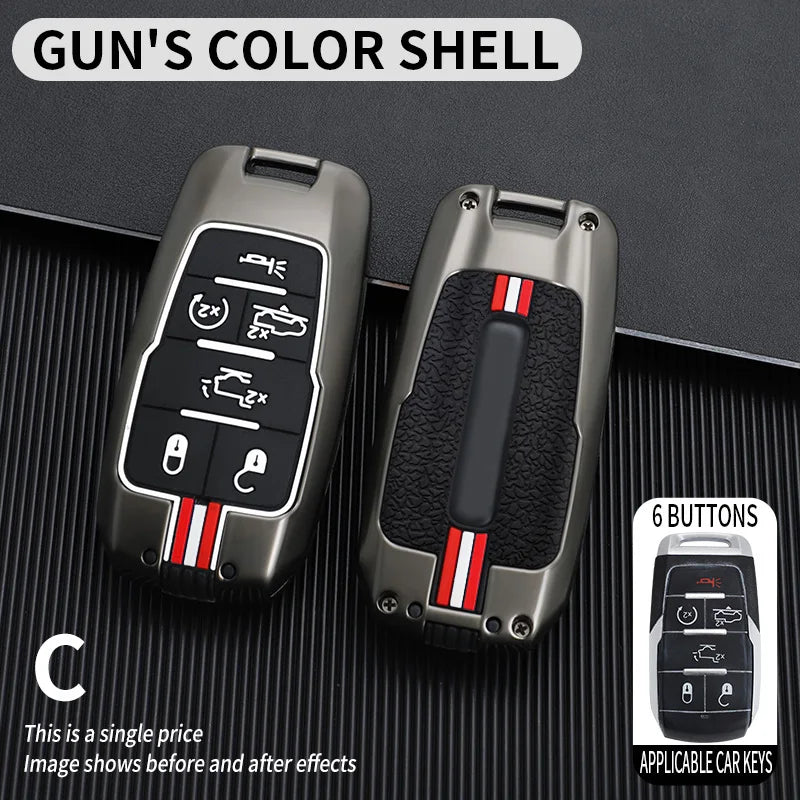 3 4 5 6 BOTTONS Metal Car Key Cover Fob Case Shell for Dodge Ram