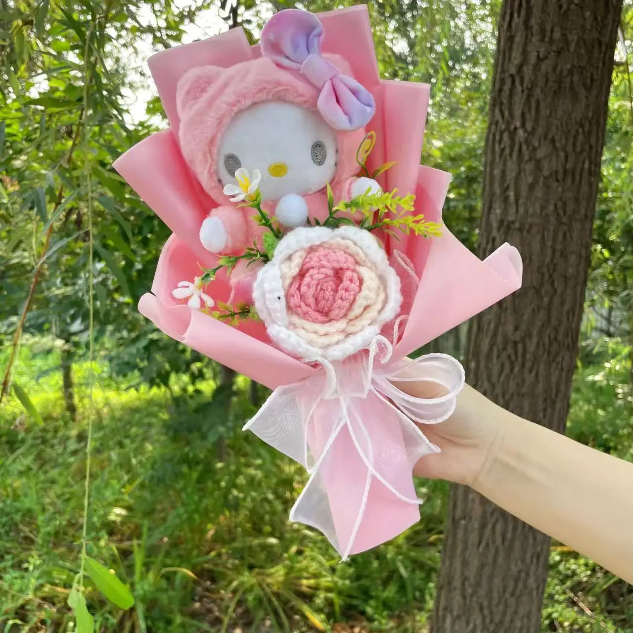 Hello Kitty Cat Dolls With Flowers Creative Bouquet Valentine gift