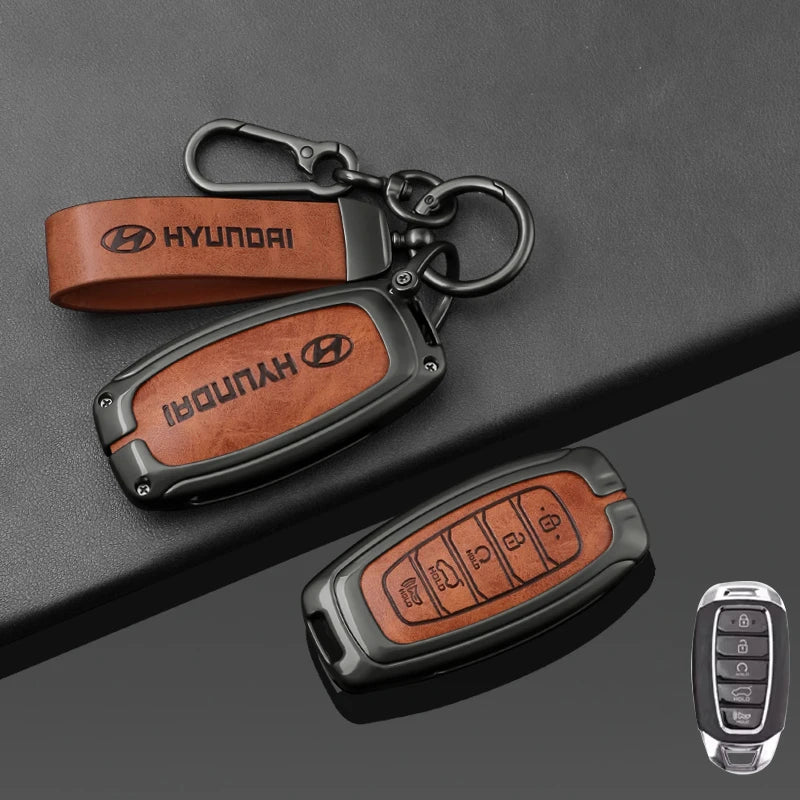New Leather Car Smart Remote Key Case For Hyundai Performance Elantra GT Kona Santa Fe Veloster Auto Styling Protect Cover Shell