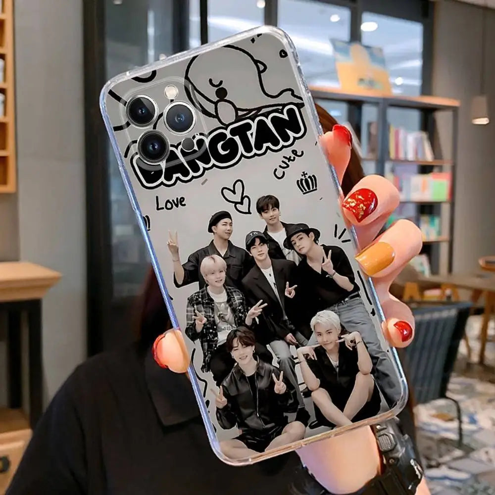 KPOP B-BTS For IPhone  Pro Max Plus Air Transparent Clear Shockproof Case