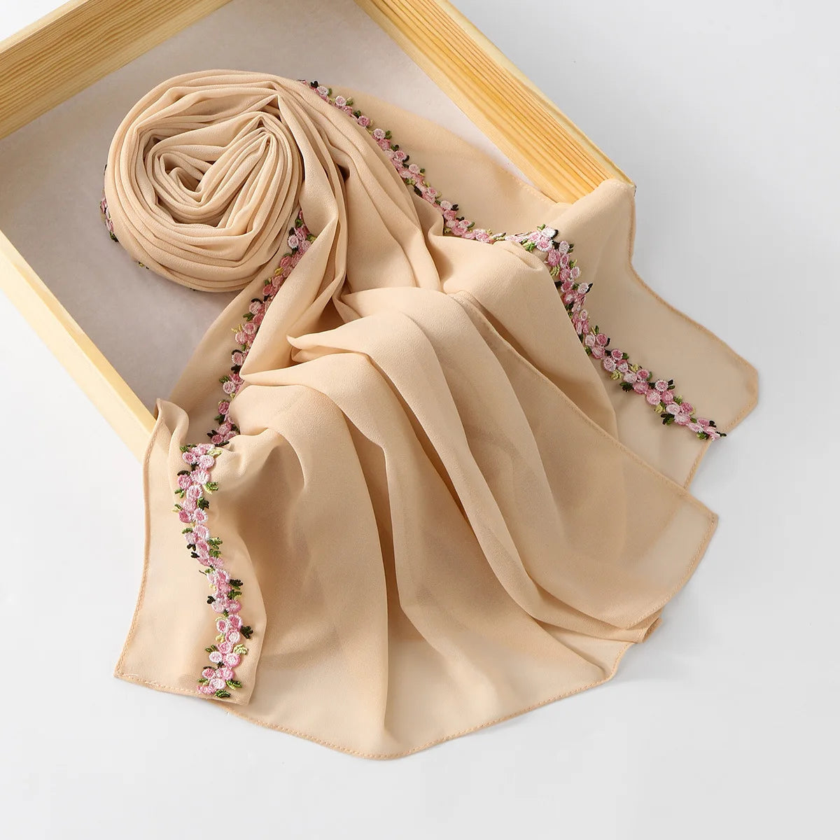 Chiffon Embroidered Scarf, Fresh and Sweet Long Scarf, Suitable for all occasion