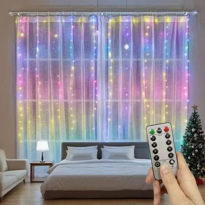 USB Remote Christmas Fairy Curtain Lights 8 Modes for Holiday