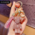 Cute Rhinestones Tassel Bear Keychain Couple Keychain