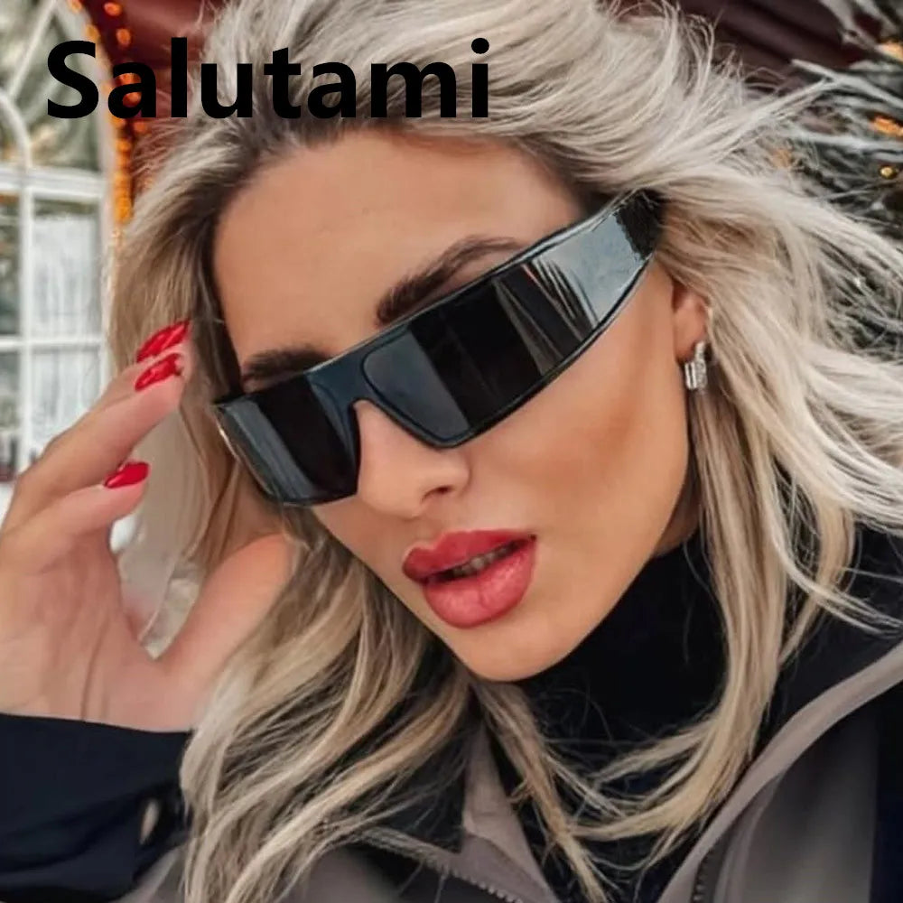 one piece arc rectangle black sunglasses