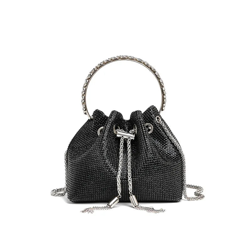 Acrylic Evening Handbag with Diamond-Encrusted Chain