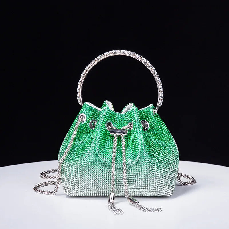 Acrylic Evening Handbag with Diamond-Encrusted Chain
