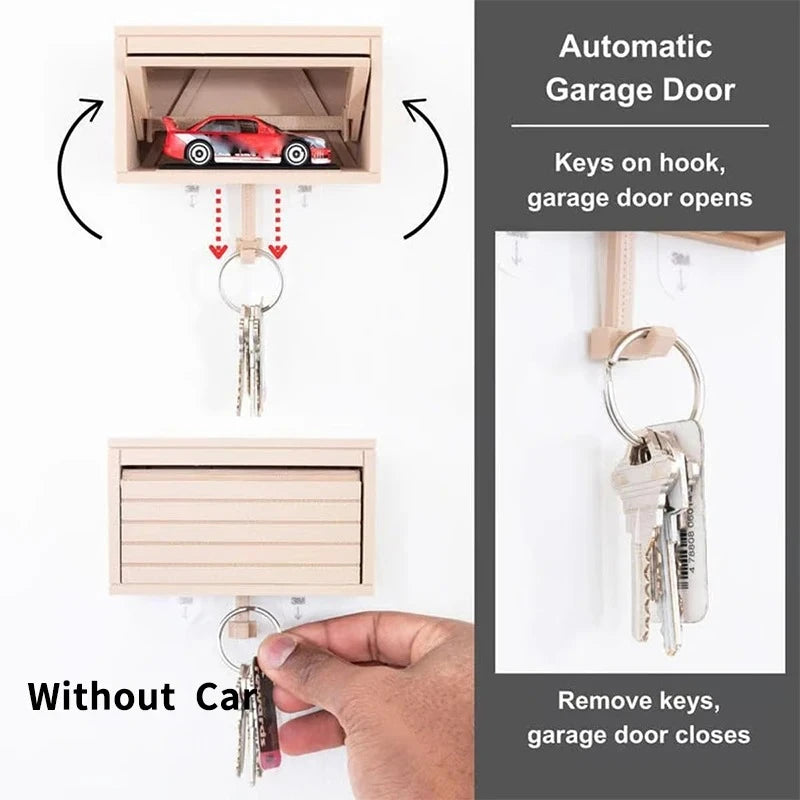 Car Garage Key Holder With Opening Door Wall Hanging Key Holder
