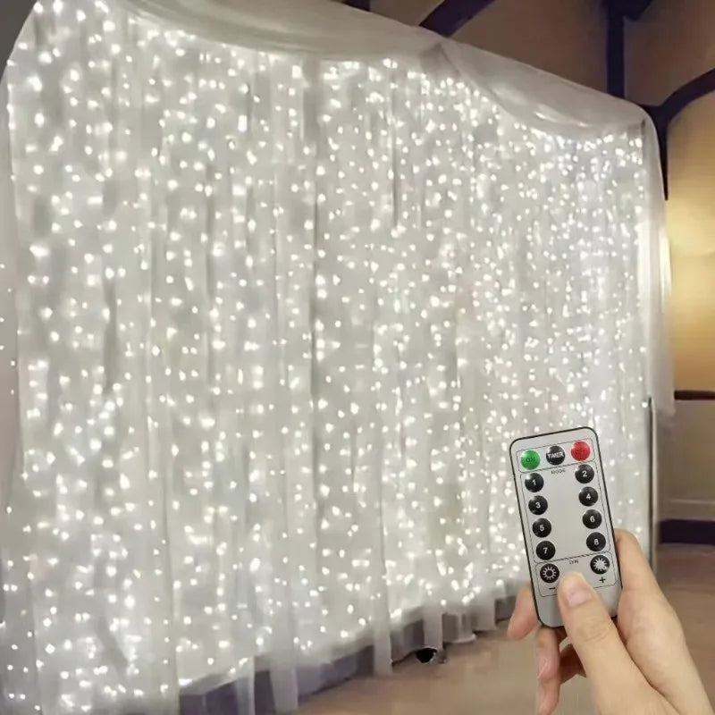 USB Remote Christmas Fairy Curtain Lights 8 Modes for Holiday