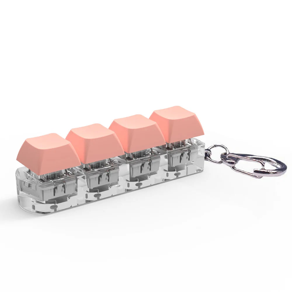 4 Keys Keycaps Keychain Toys with LED Light Decompression Toys Keyboard Fidget Keychain Stress Relief Fidget Keychain Button