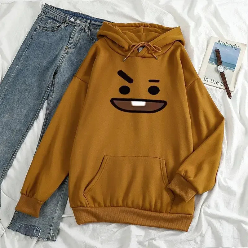 Kpop Boy Group Mascot Expression Hoodie Casual Streetwear