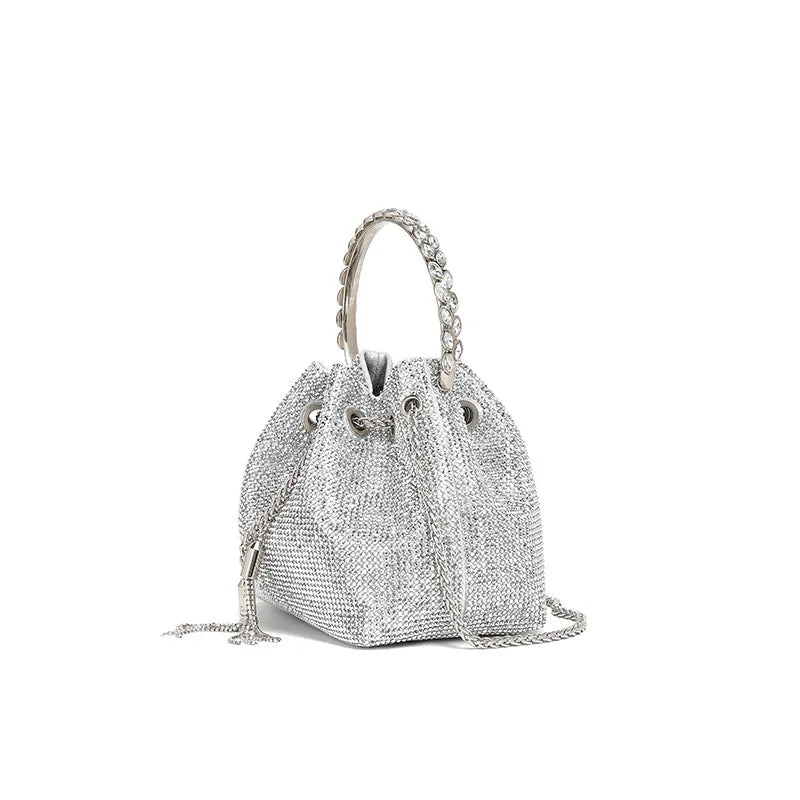 Acrylic Evening Handbag with Diamond-Encrusted Chain