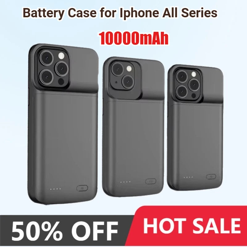 Battery Case for I-phone 12 11 14 13 15 16 Pro Max Mini Power Bank Charger Cover