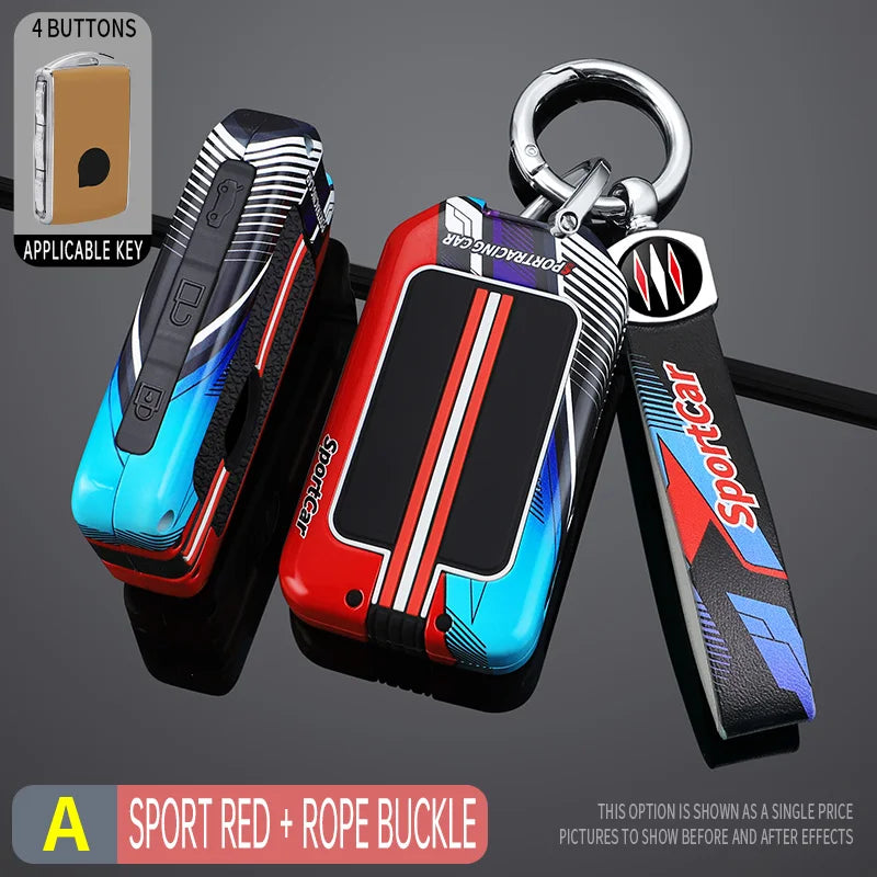 4 Buttons Racing Style Metal Car Key Case Fob Cover for Volvo