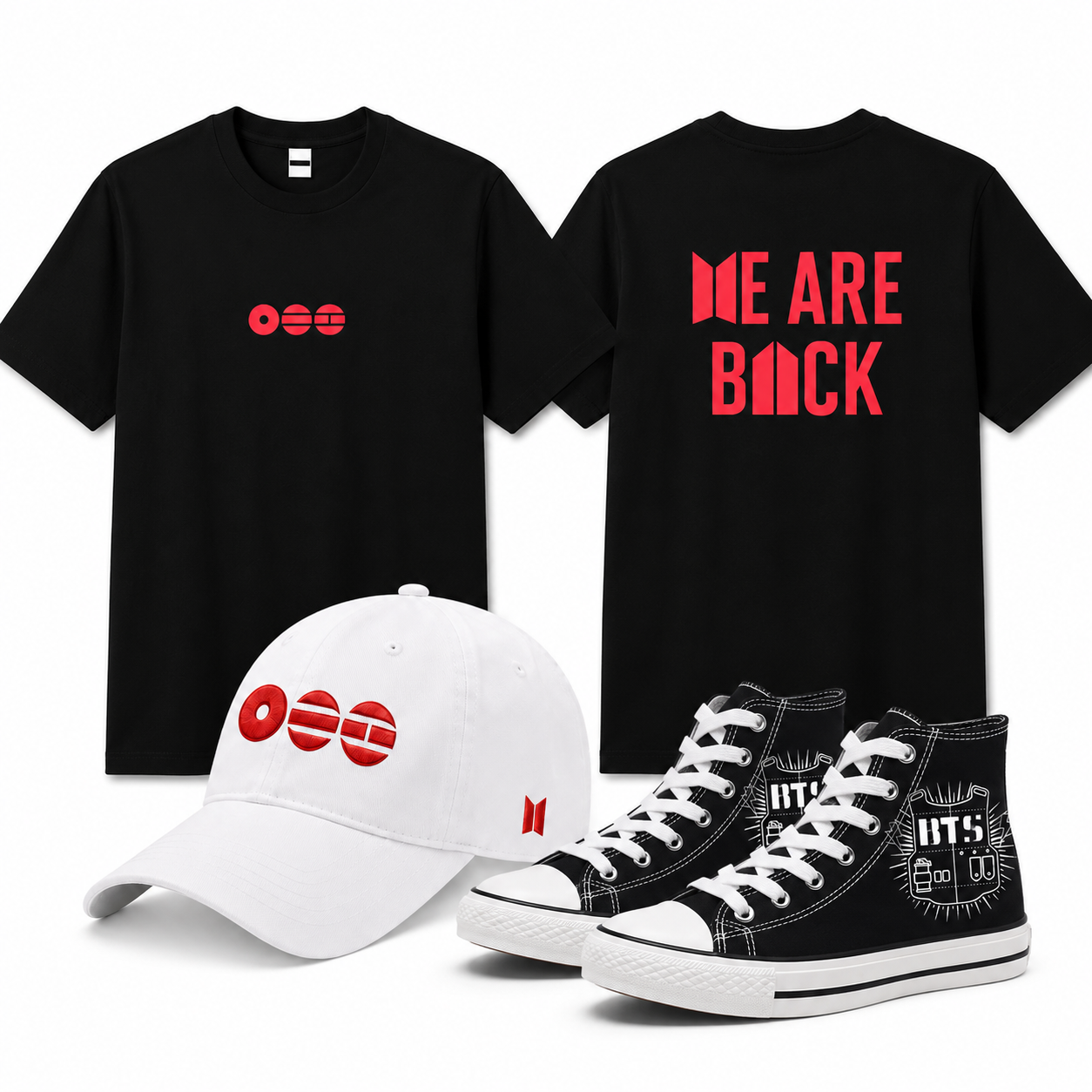 BTS Come Back T-shirt and shoes also with Cap Combo Set