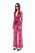 Women 2 Piece Set Women Sexy Draped Neck Long Sleeve Backless