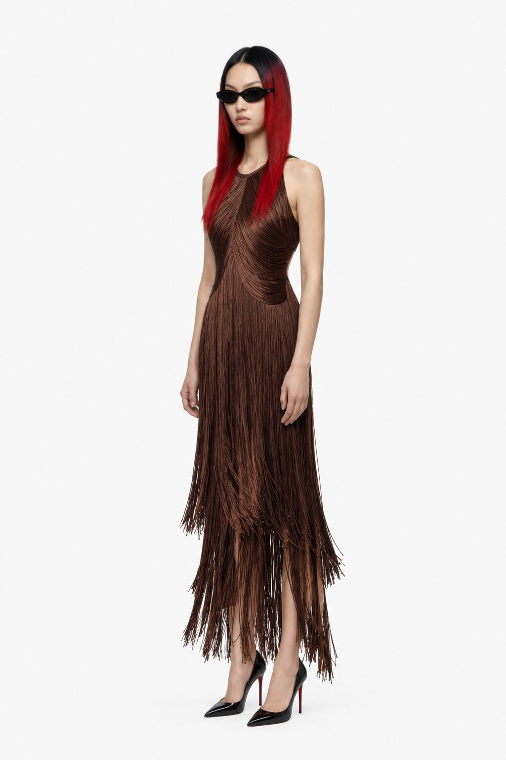 Women Dresses New Solid Color Hanging Neck Slim Fit Long Dress