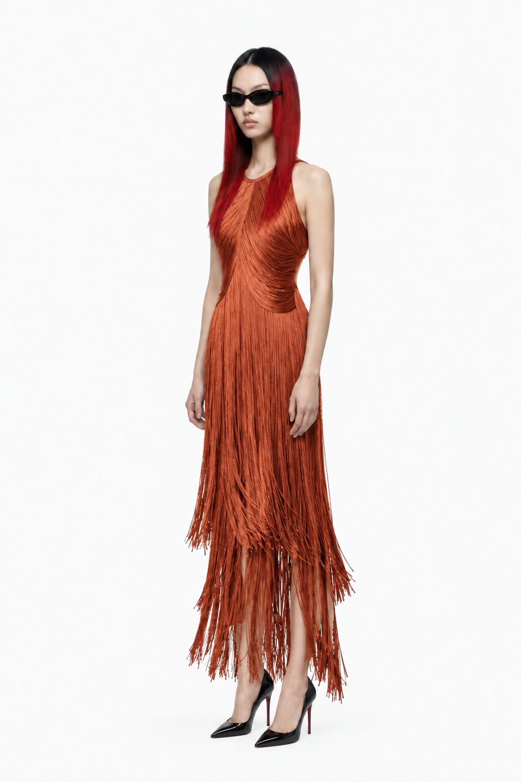 Women Dresses New Solid Color Hanging Neck Slim Fit Long Dress
