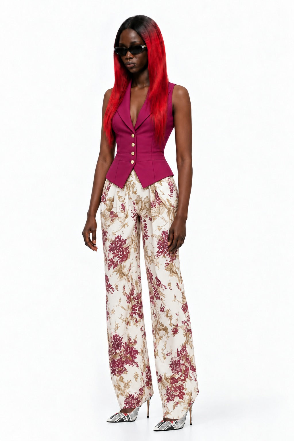 Women Top And Summer Slimming Wide-leg Pants Two-piece Set