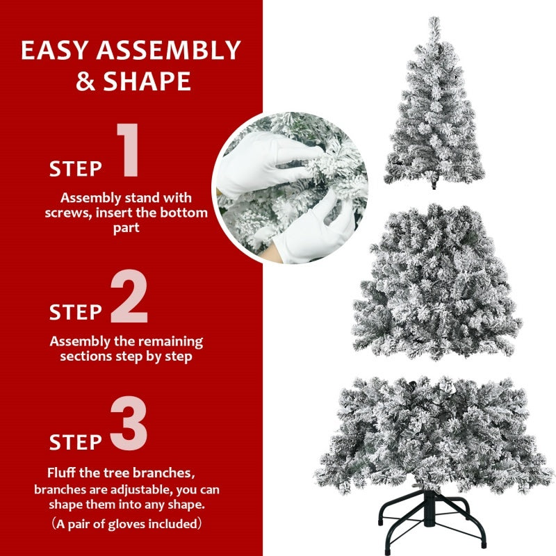 Christmas Tree Snow Flocked  With Foldable Base