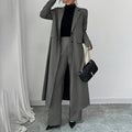Women's 2 Piece Suit Set, Long Blazer Jacket And Straight Leg Pants,