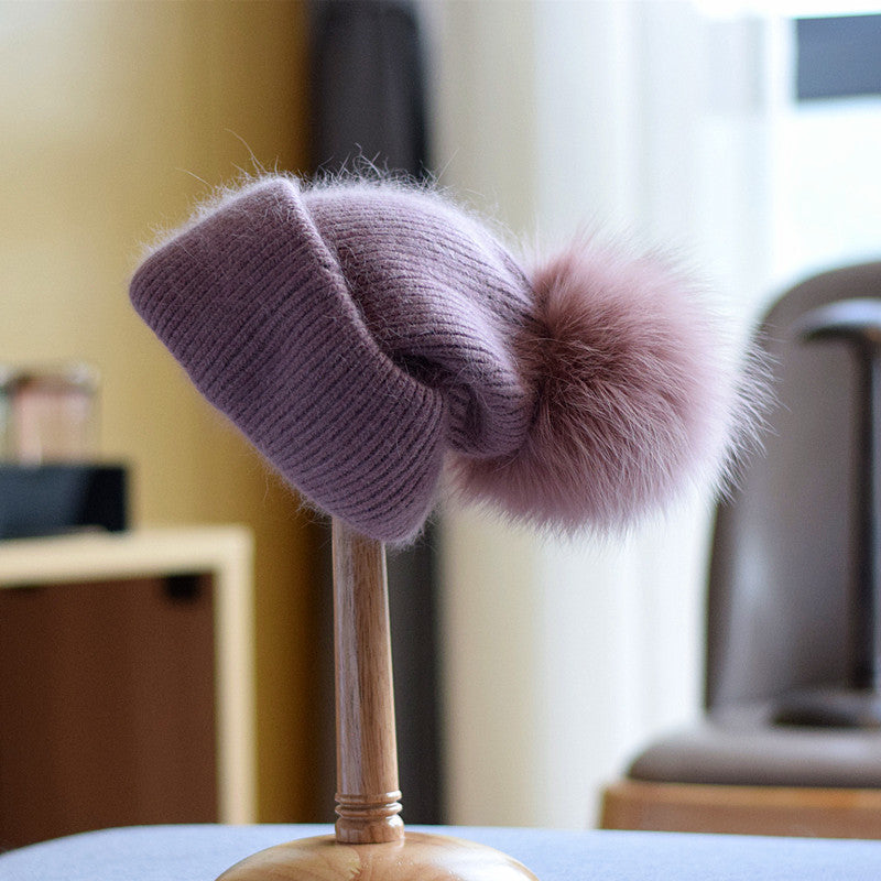 Women's Fashion Fox Fur Wool Cap