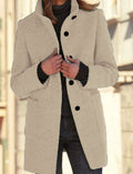 Fashion Stand Collar Woolen Coat With Pockets