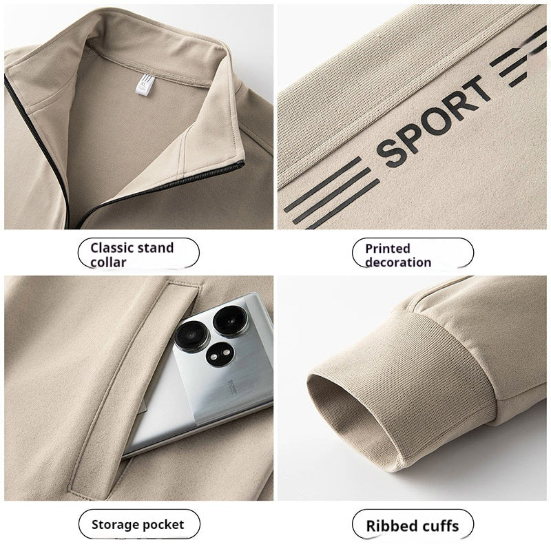 Men's Thick Track Pants Long-sleeved Casual Suit Business Youth Autumn And Winter