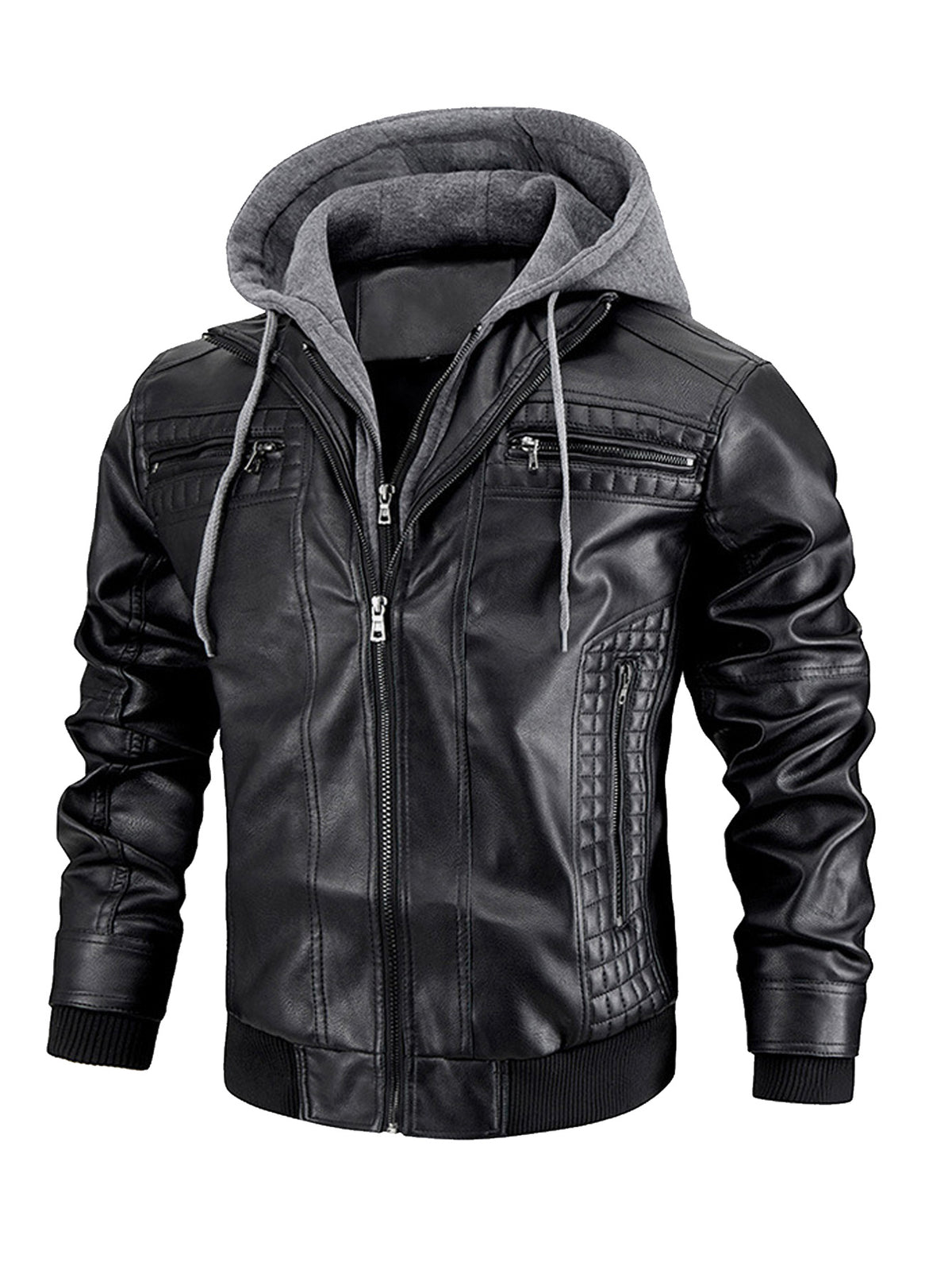 Men Leather Jacket Motorcycle Jacket Waterproof Windproof